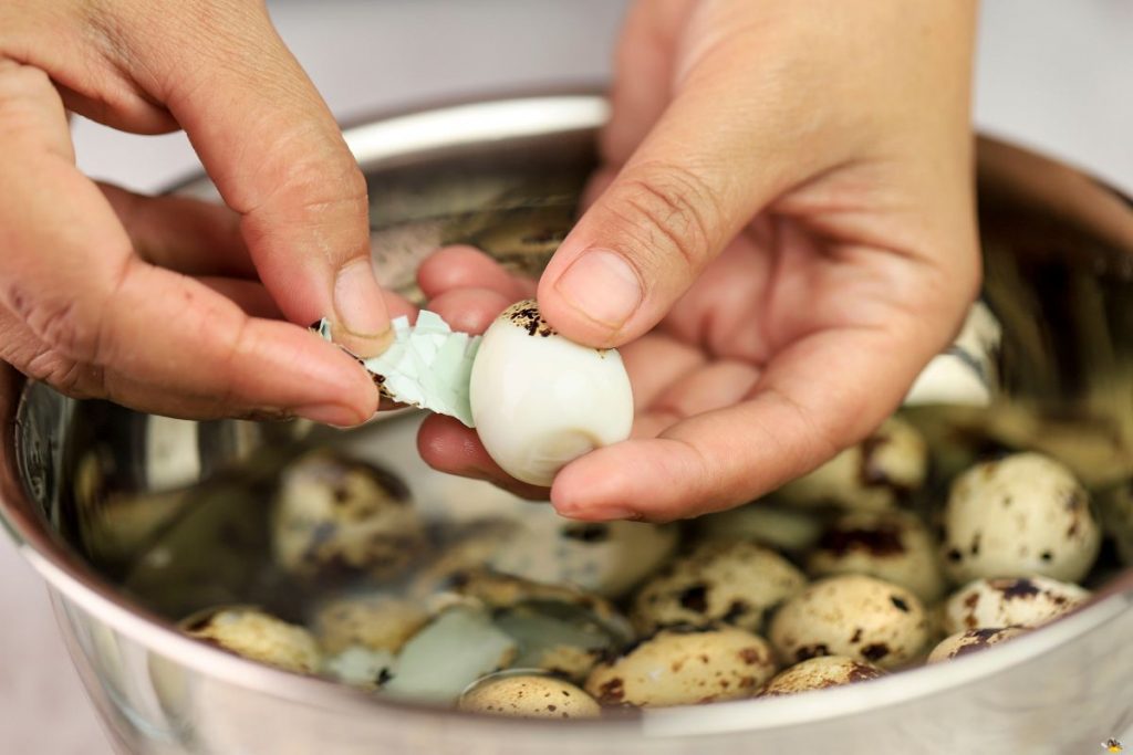Wachteleier schälen Schritt für Schritt