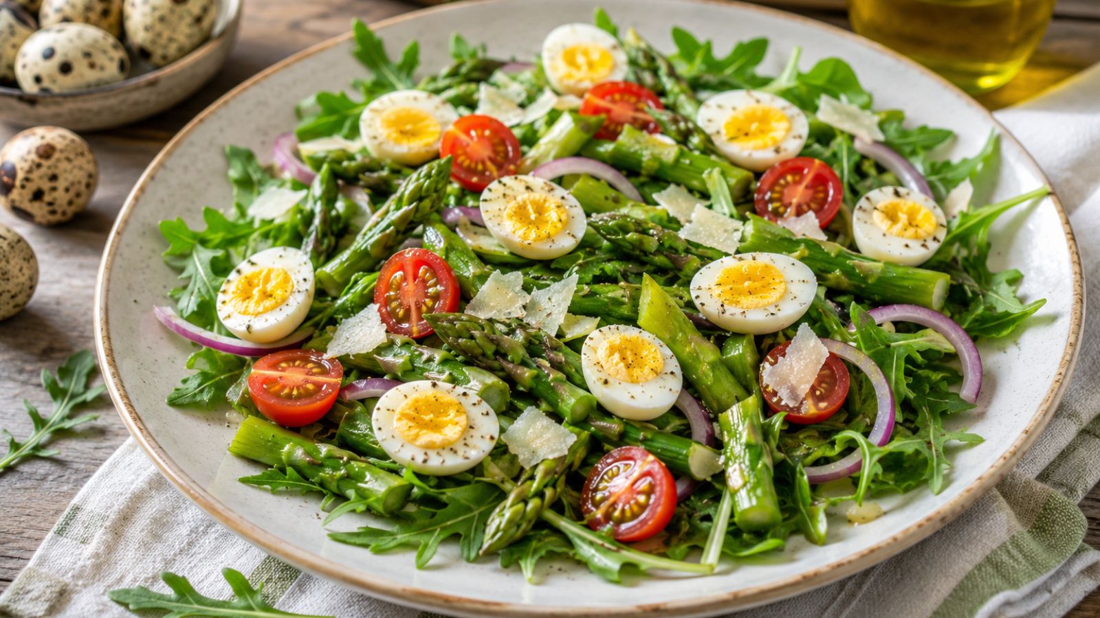 Spargelsalat mit Wachteleiern